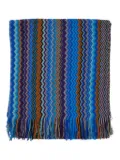 Missoni zigzag-pattern fringed scarf - Blue