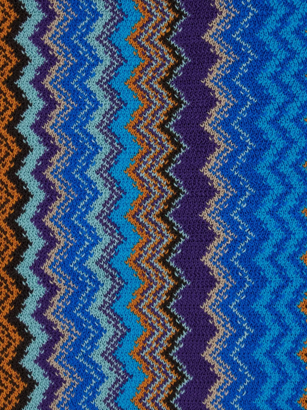 Missoni Sjaal met franje en zigzag-patroon - Blauw