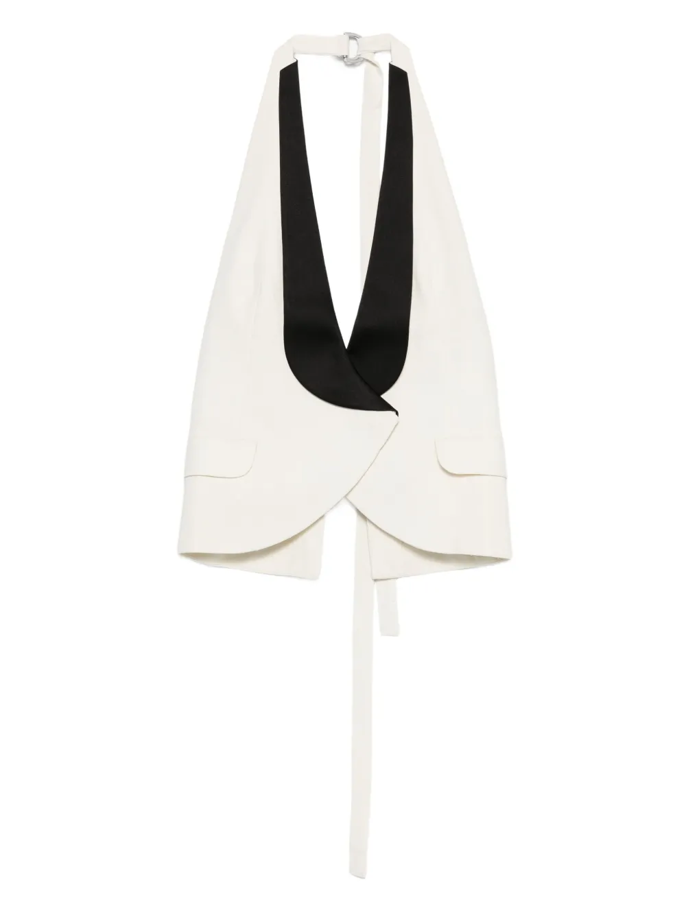 halterneck contrast-panel vest