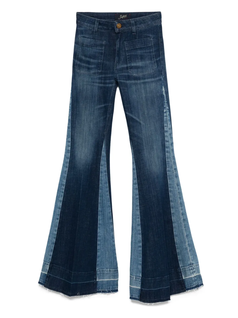 panelled flared jeans