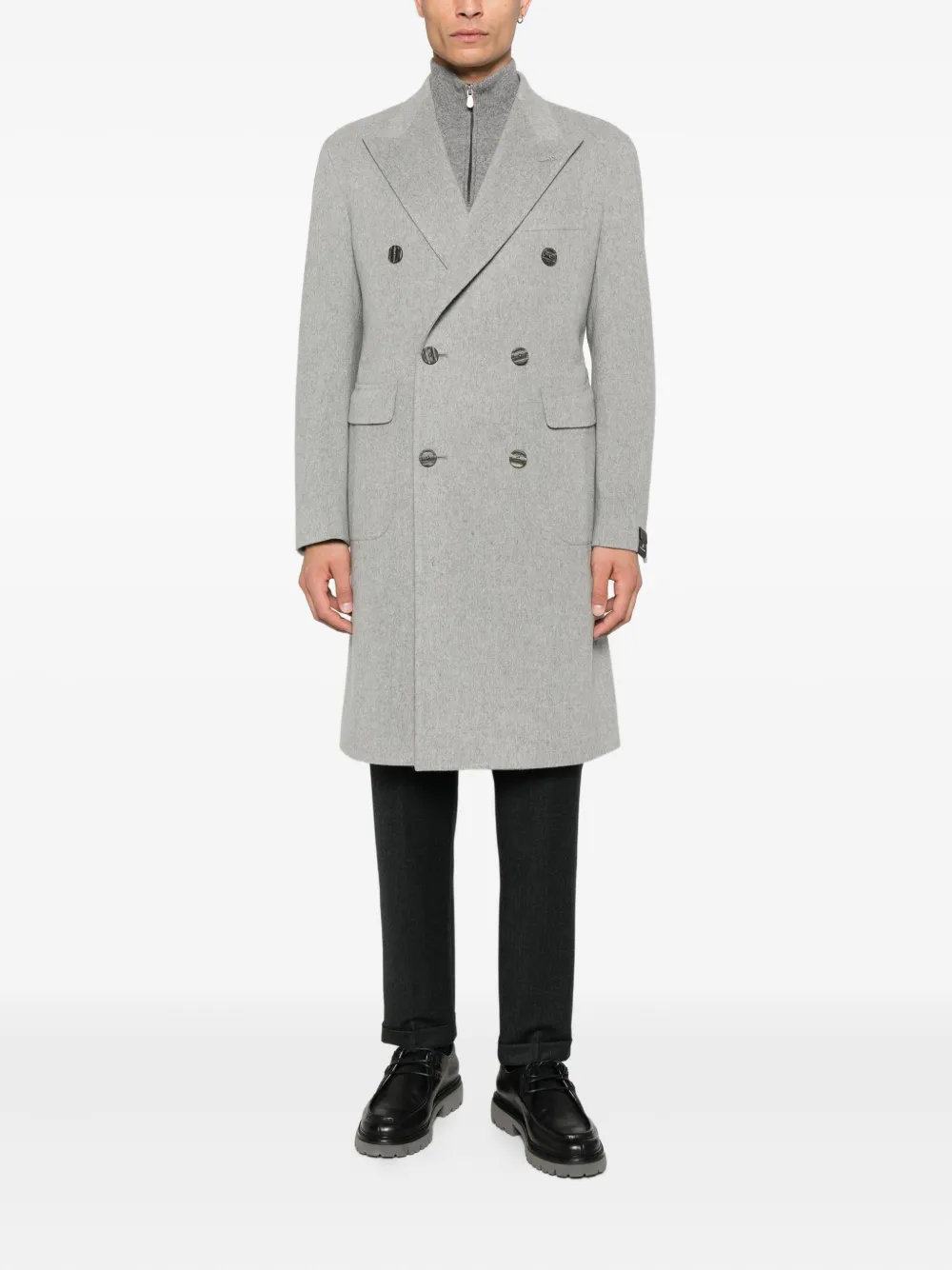 Tagliatore double-breasted patch-pocket coat Grijs