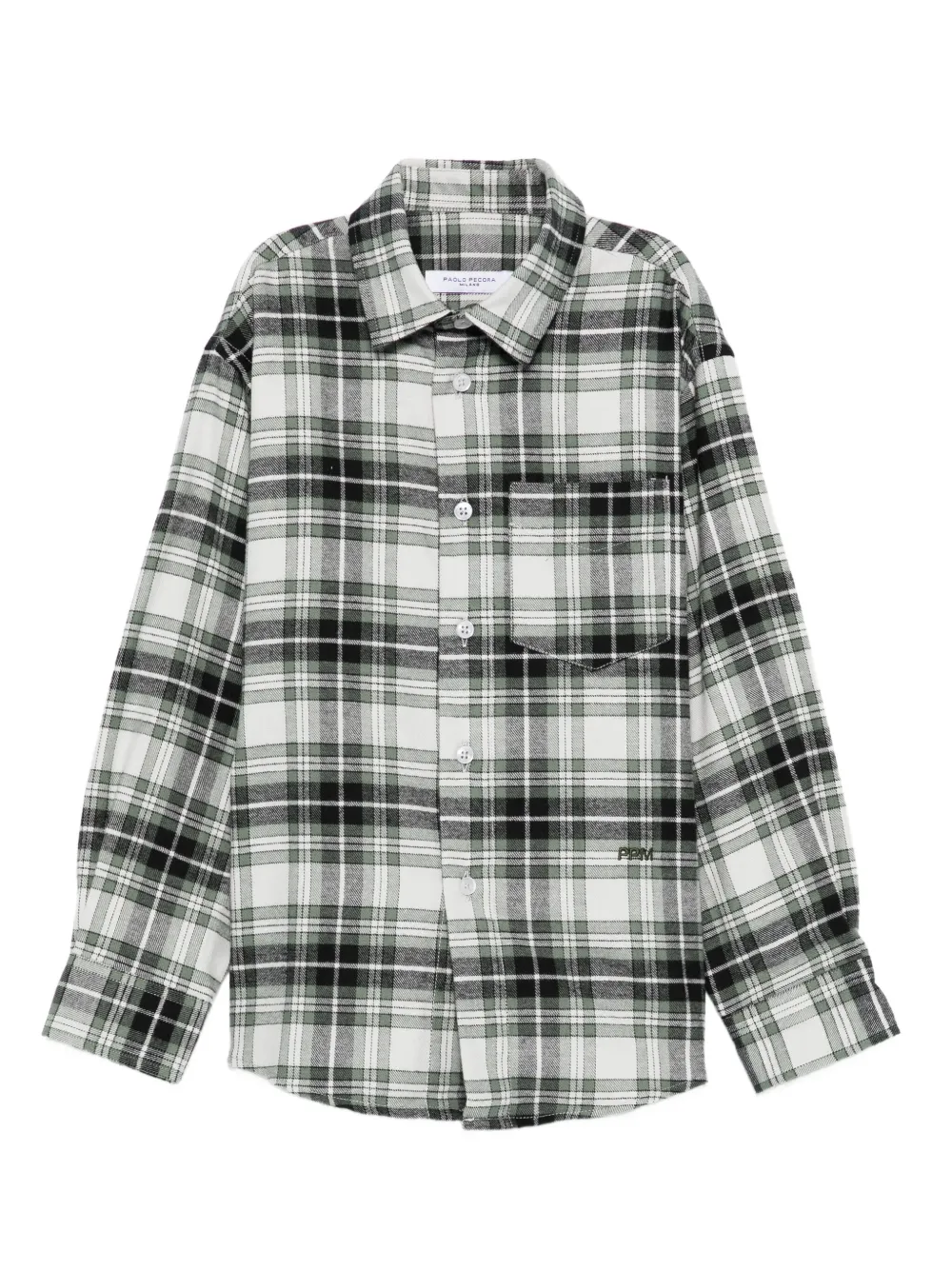Paolo Pecora Kids Geruit shirt Groen