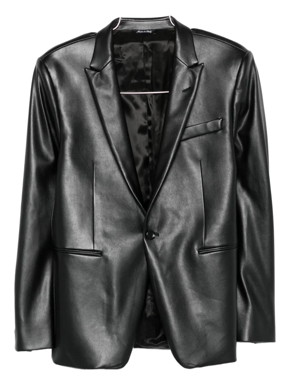 single-breasted leather jacket