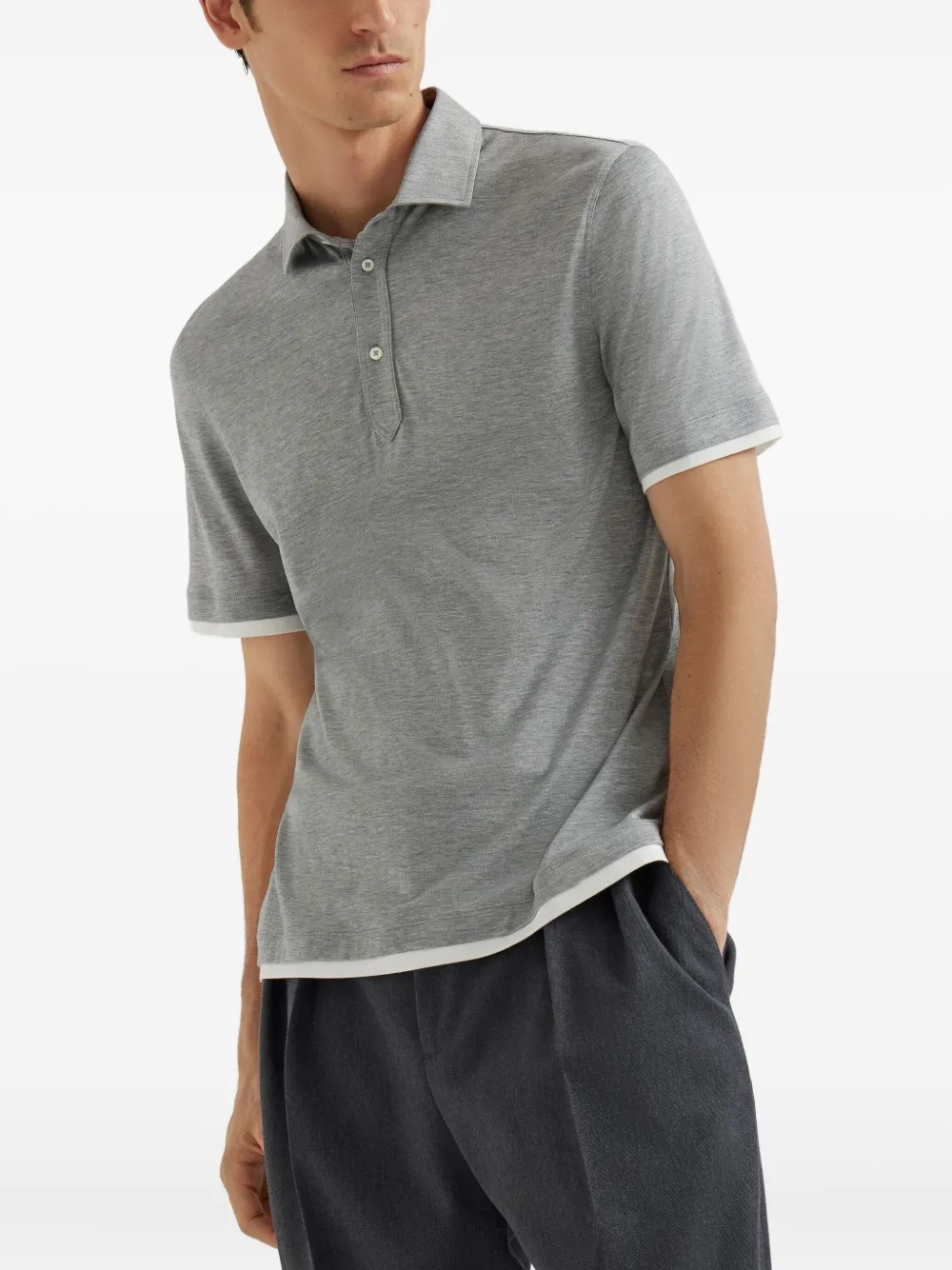 Brunello Cucinelli Poloshirt met korte mouwen Grijs