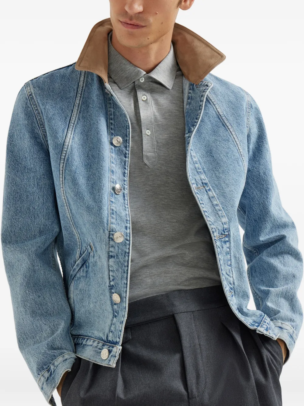 Brunello Cucinelli Poloshirt met korte mouwen Grijs