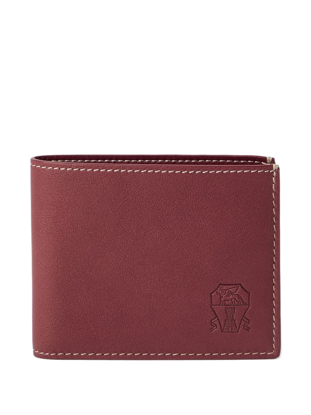 Brunello Cucinelli Kalfsleren portemonnee met logo-reliëf Rood