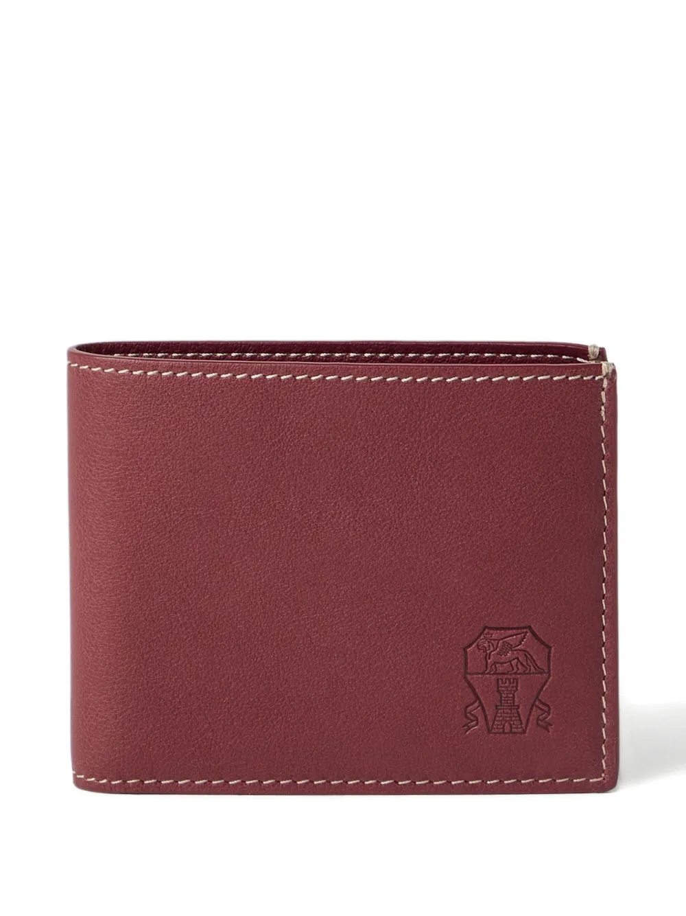 Brunello Cucinelli Kalfsleren portemonnee met logo-reliëf Rood