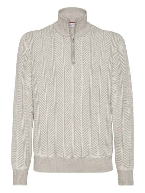 Brunello Cucinelli herringbone half-zip sweater