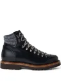 Brunello Cucinelli lace-up herringbone-detail hiking boots - Blue