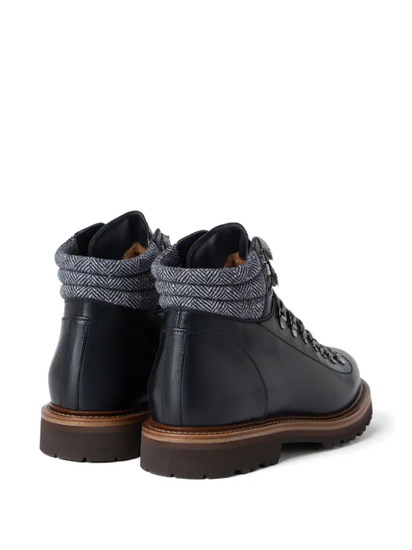 Brunello Cucinelli lace-up herringbone-detail Hiking Boots  display picture 2