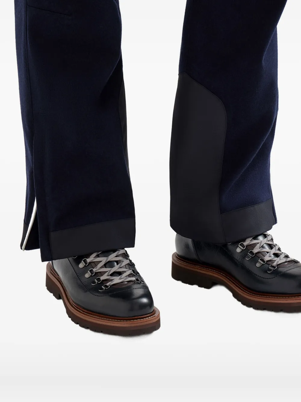 Brunello Cucinelli lace-up herringbone-detail hiking boots Blue