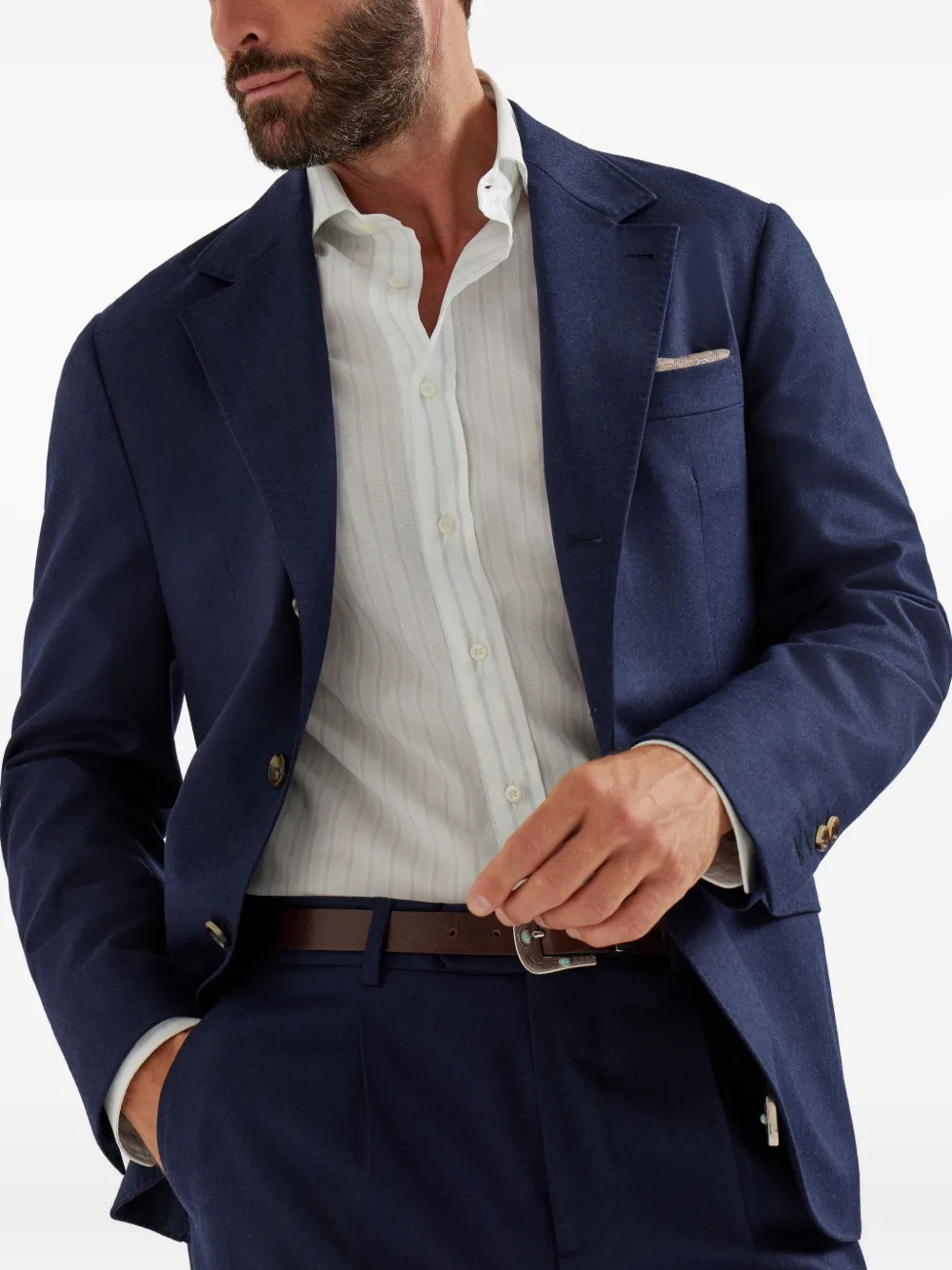 Brunello Cucinelli Gestreept katoenen overhemd Wit