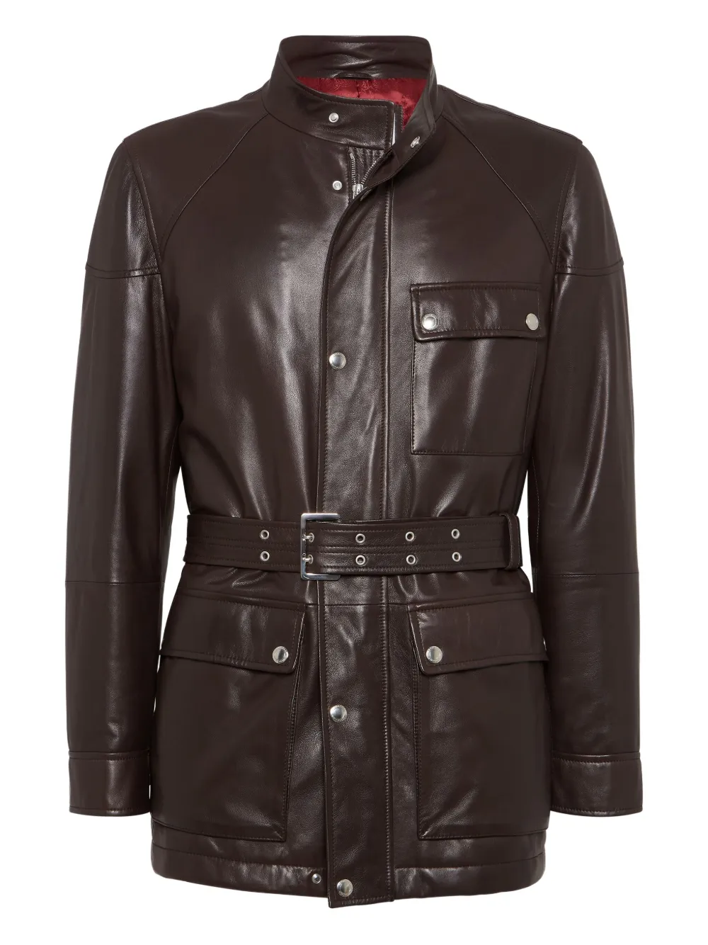 Brunello Cucinelli Leren safari jack met ceintuur Bruin