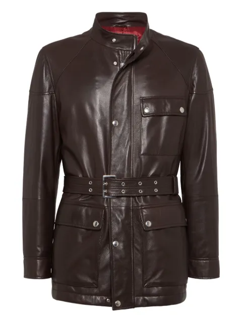 Brunello Cucinelli belted leather safari jacket