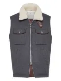 Brunello Cucinelli shearling-collar wool vest - Grey