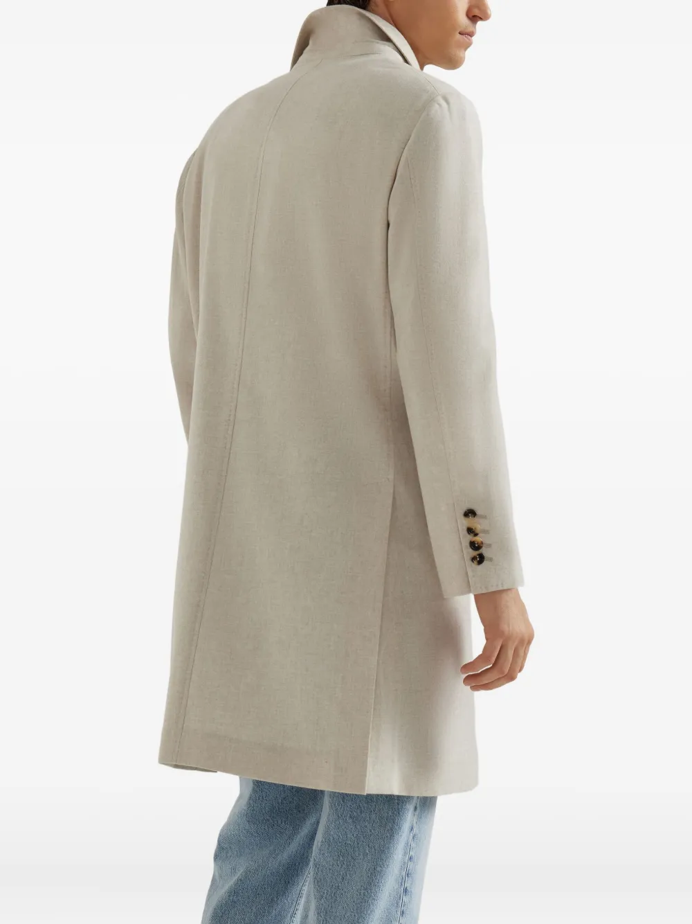 Brunello Cucinelli Kasjmier jas met knoop Beige