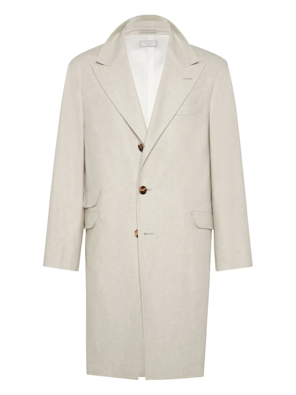 Brunello Cucinelli Kasjmier jas met knoop Beige