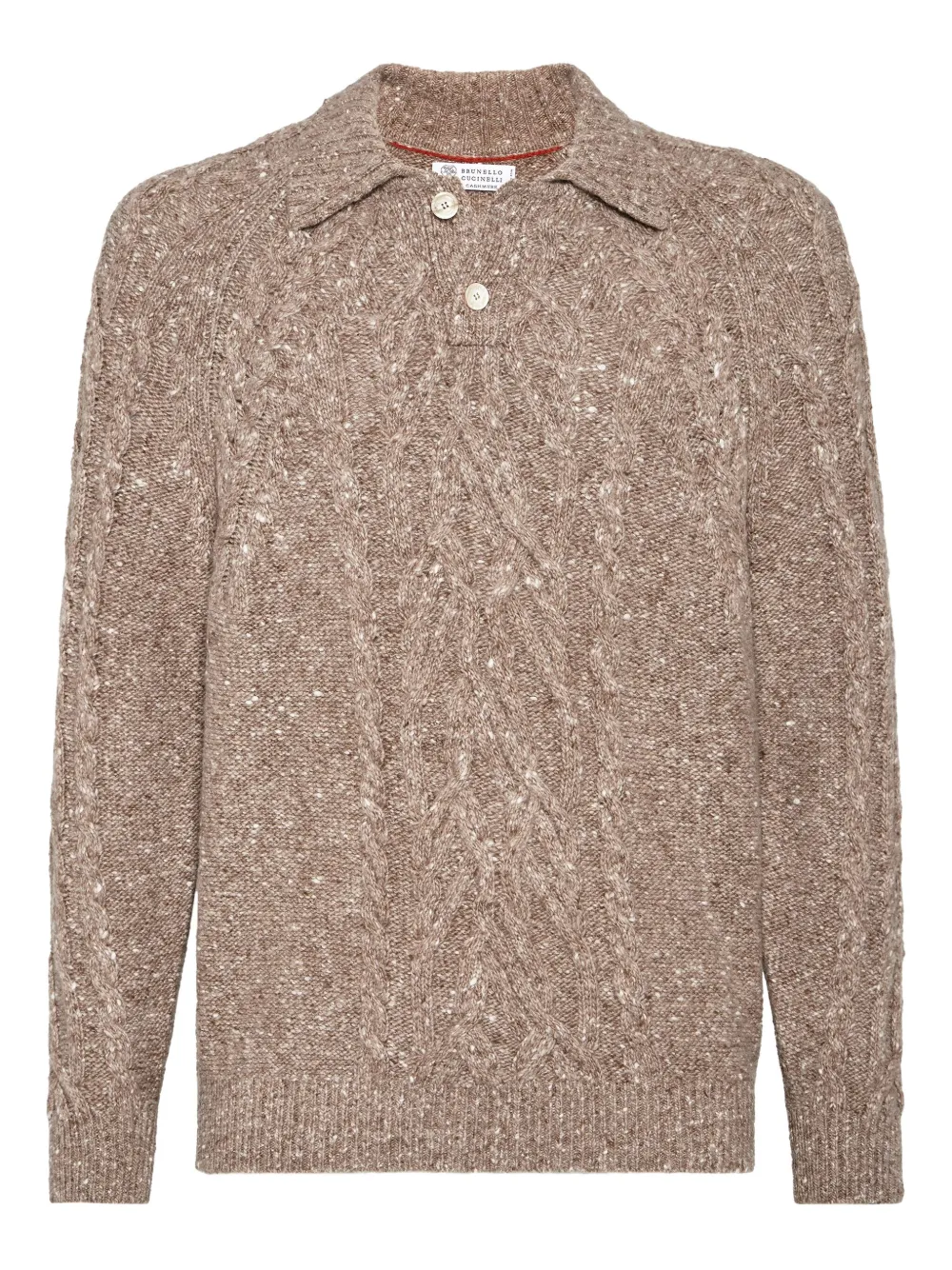 Brunello Cucinelli cable-knit polo sweater Bruin