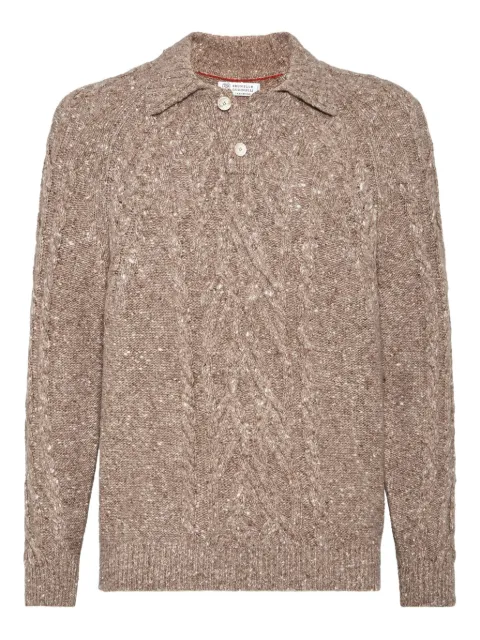 Brunello Cucinelli cable-knit polo sweater