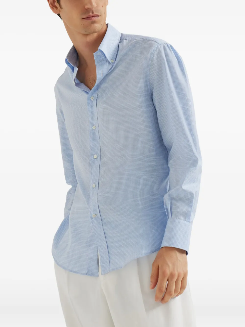 Brunello Cucinelli Button-down Collar Shirt In Blue
