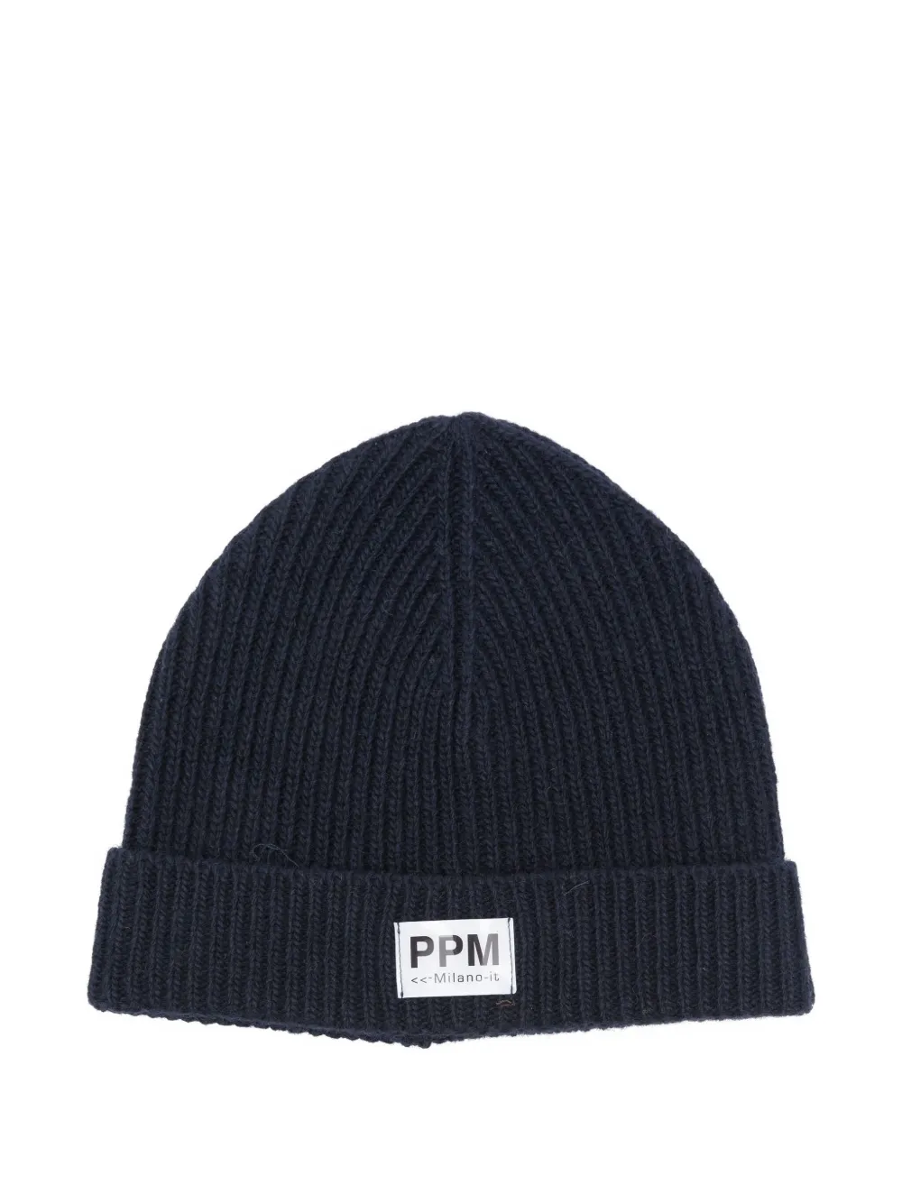 Paolo Pecora Ribbed Logo-patch Beanie In Black