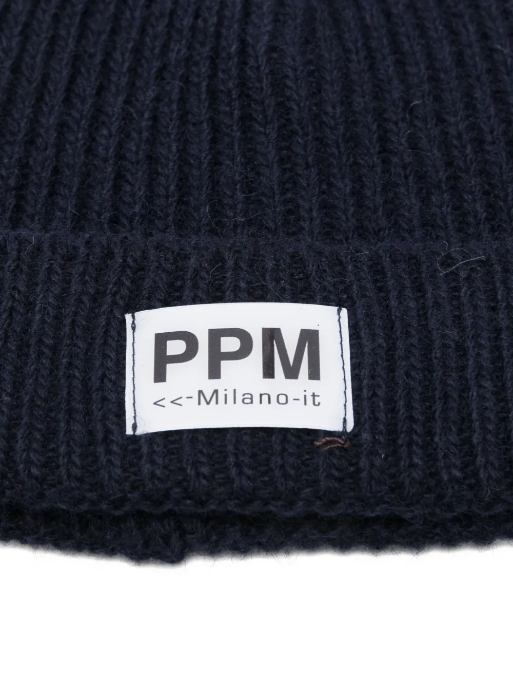Paolo Pecora Kids ribbed logo-patch beanie - Blauw