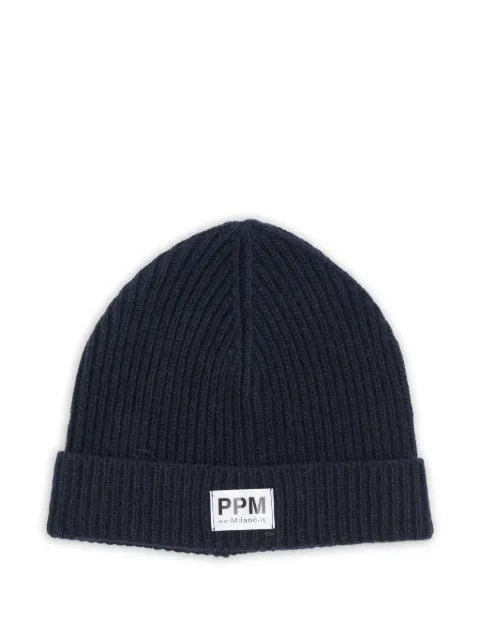 Paolo Pecora Kids ribbed logo-patch beanie