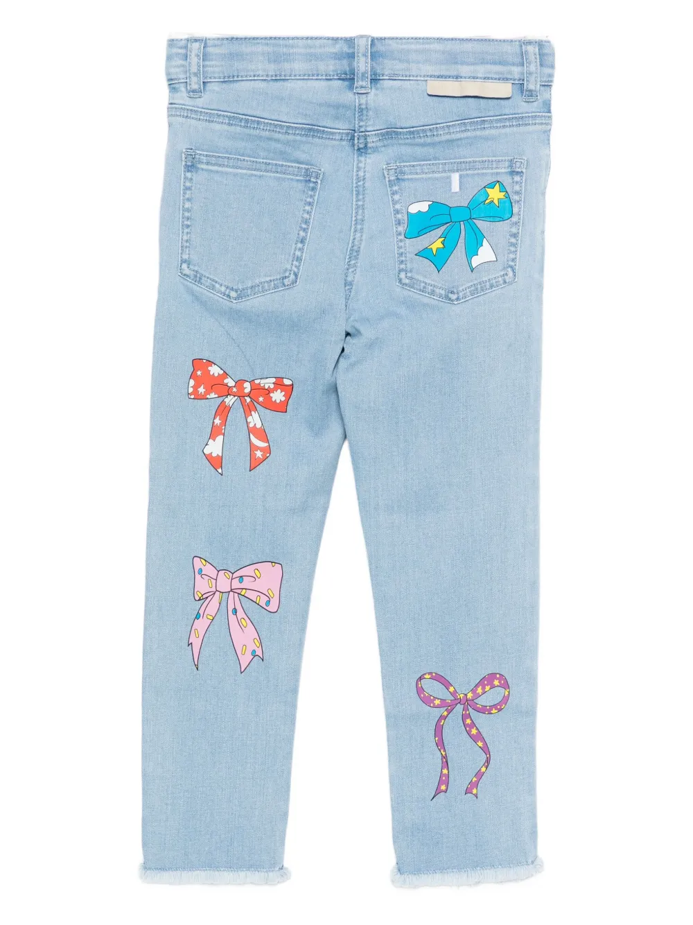 Stella McCartney Kids Jeans met franje en strikprint Blauw