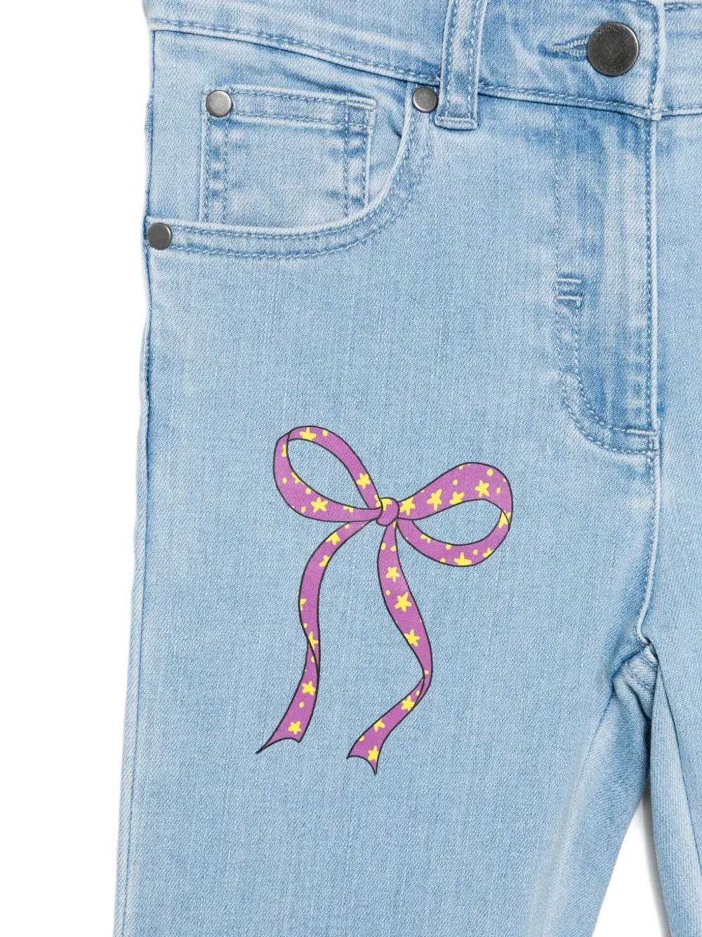 Stella McCartney Kids Jeans met franje en strikprint Blauw
