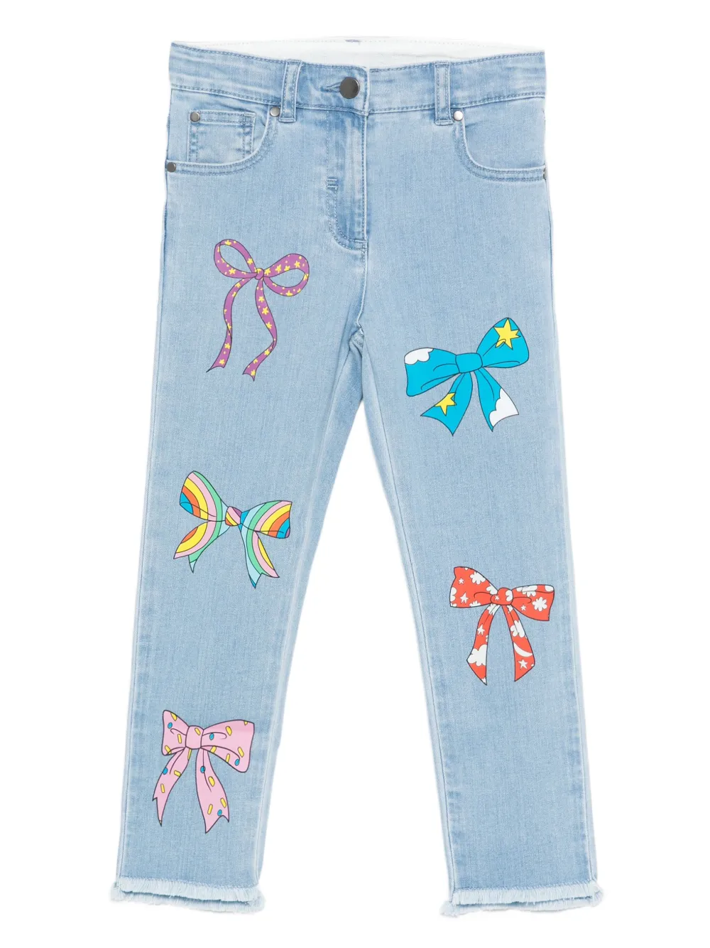 Stella McCartney Kids Jeans met franje en strikprint Blauw