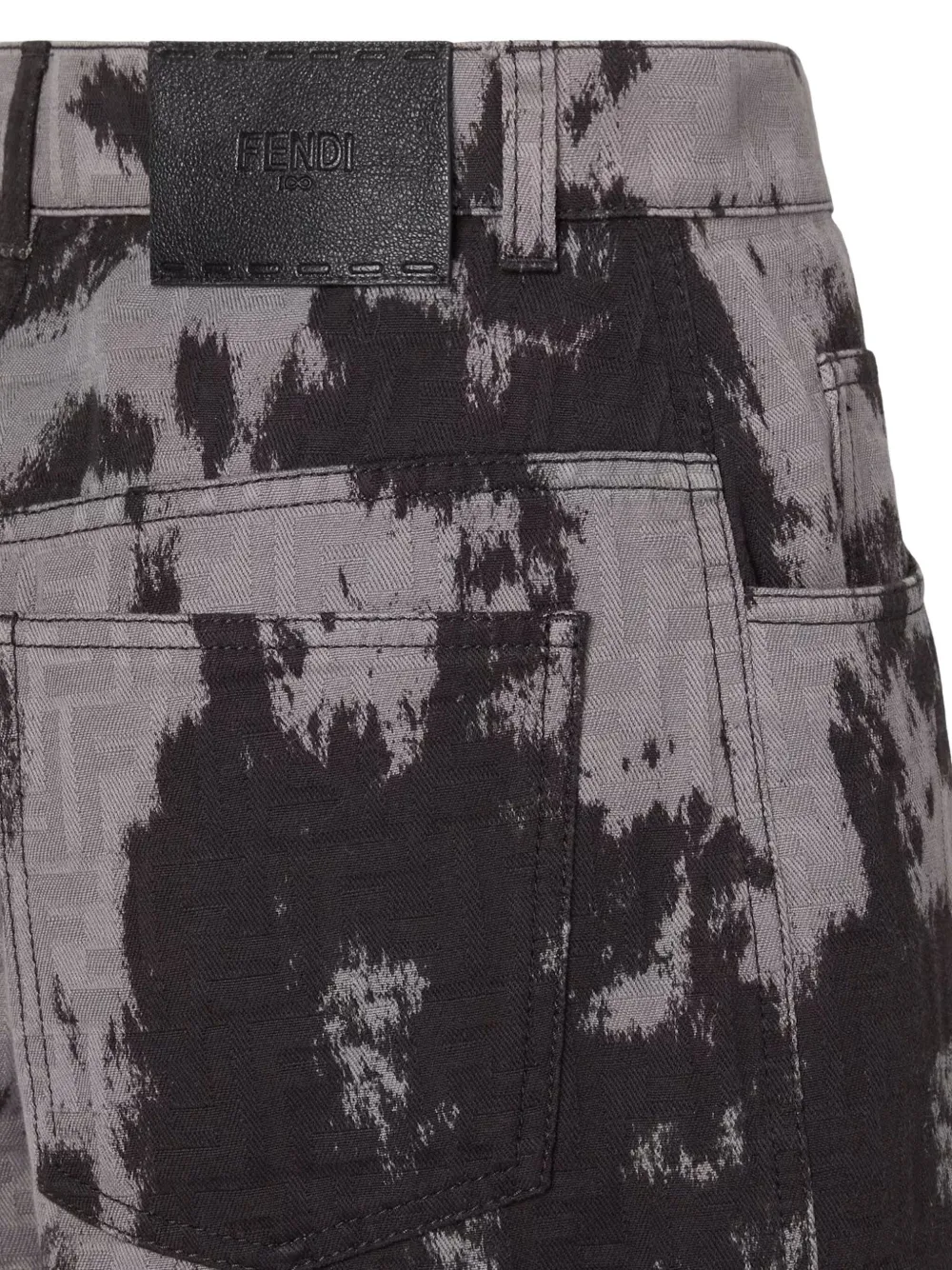 FENDI Jeans met dierenprint en vijf zakken Grijs