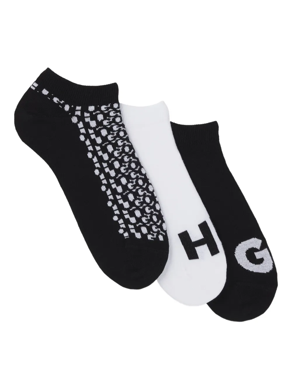 HUGO logo-detail socket sock (pack of three) - ブラック HUGO logo-detail socket sock (pack of three) - ブラック