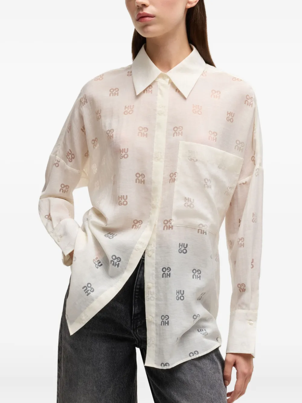 HUGO logo-print shirt - Beige