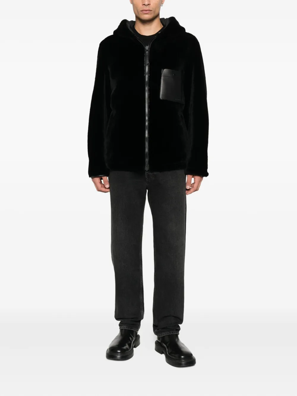 Yves Salomon Hooded Reversible Jacket In Black