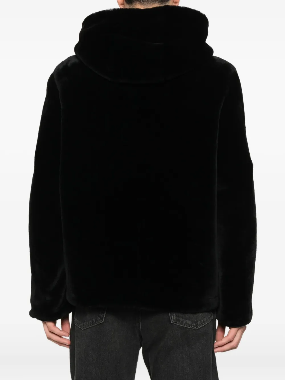 Yves Salomon Hooded Reversible Jacket In Black