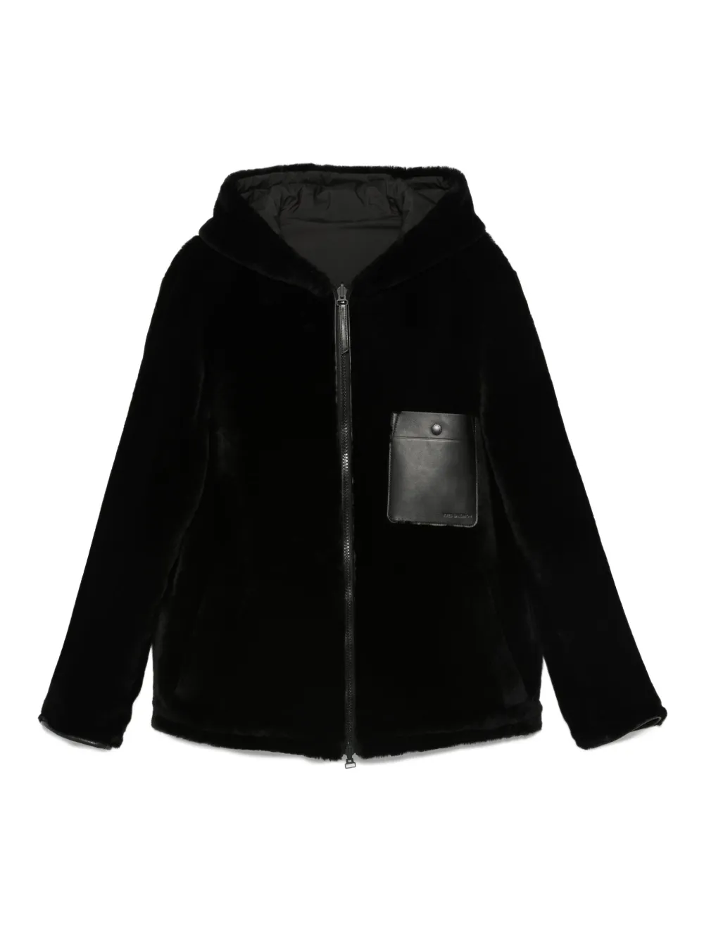 Yves Salomon Hooded Reversible Jacket In Black