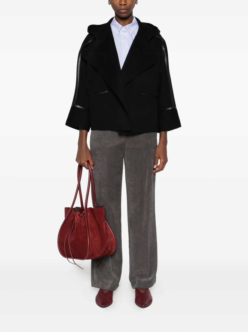 Yves Salomon hooded coat Zwart