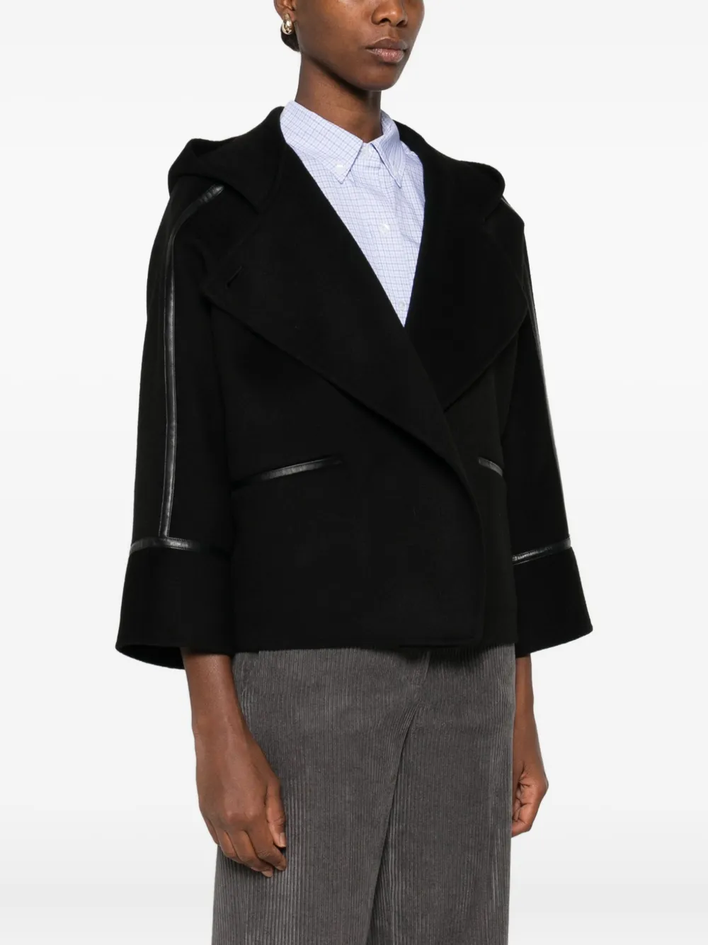 Yves Salomon hooded coat Zwart