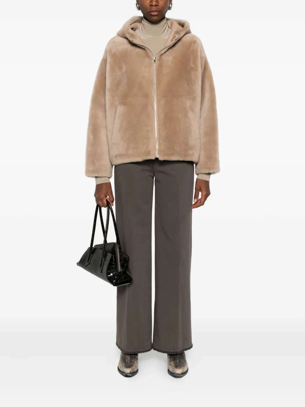 Yves Salomon hooded shealing jacket Bruin