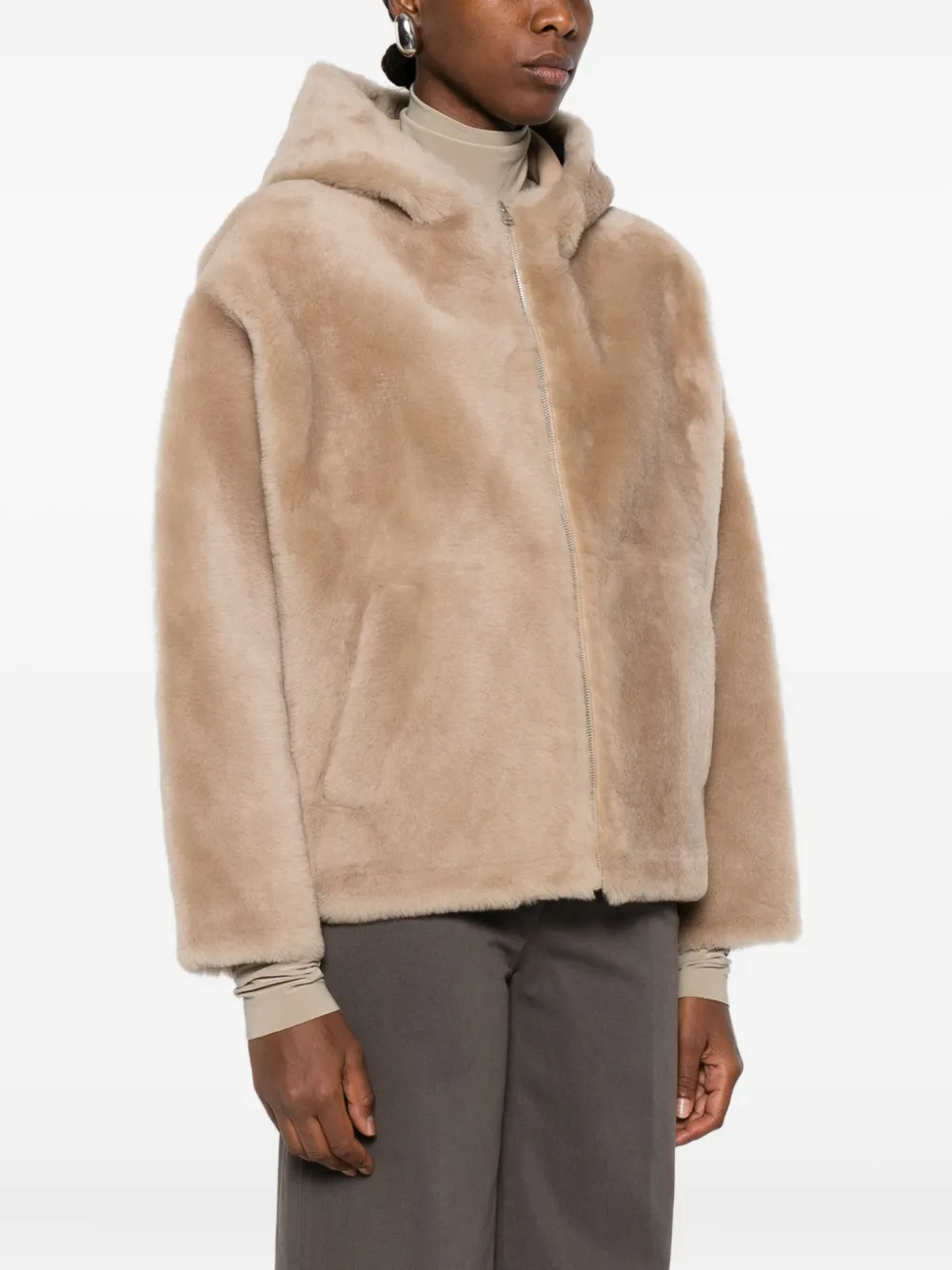 Yves Salomon hooded shealing jacket Bruin