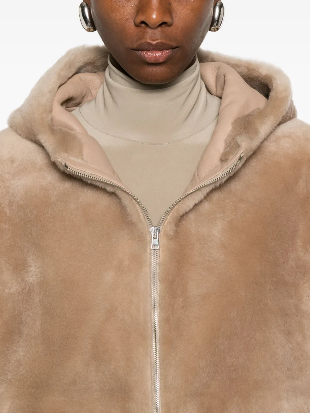 Yves Salomon Lammy jack met capuchon Bruin