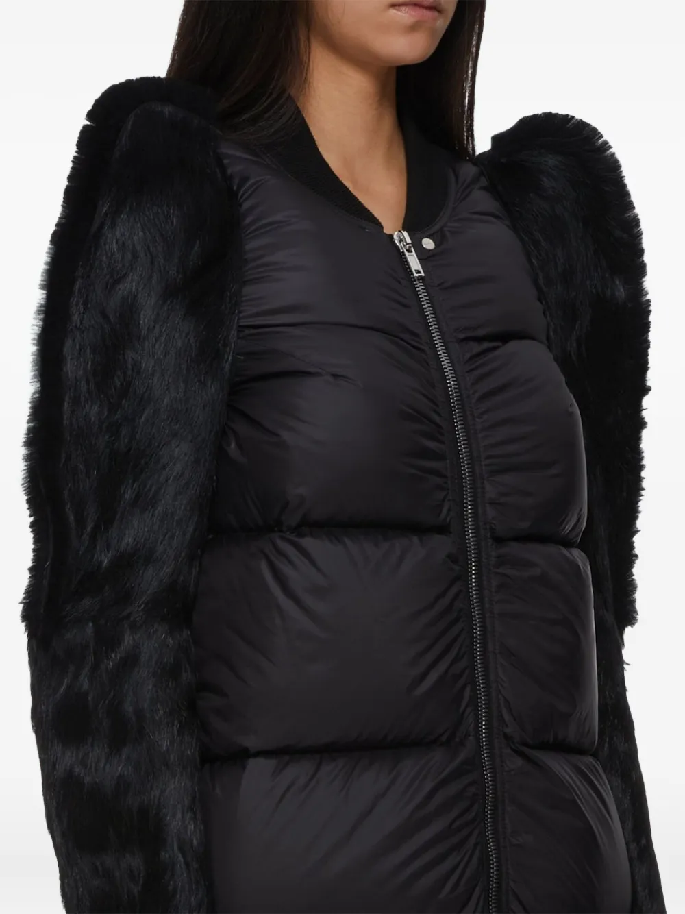 Rick Owens Fur-trimmed Quilted Coat In Black