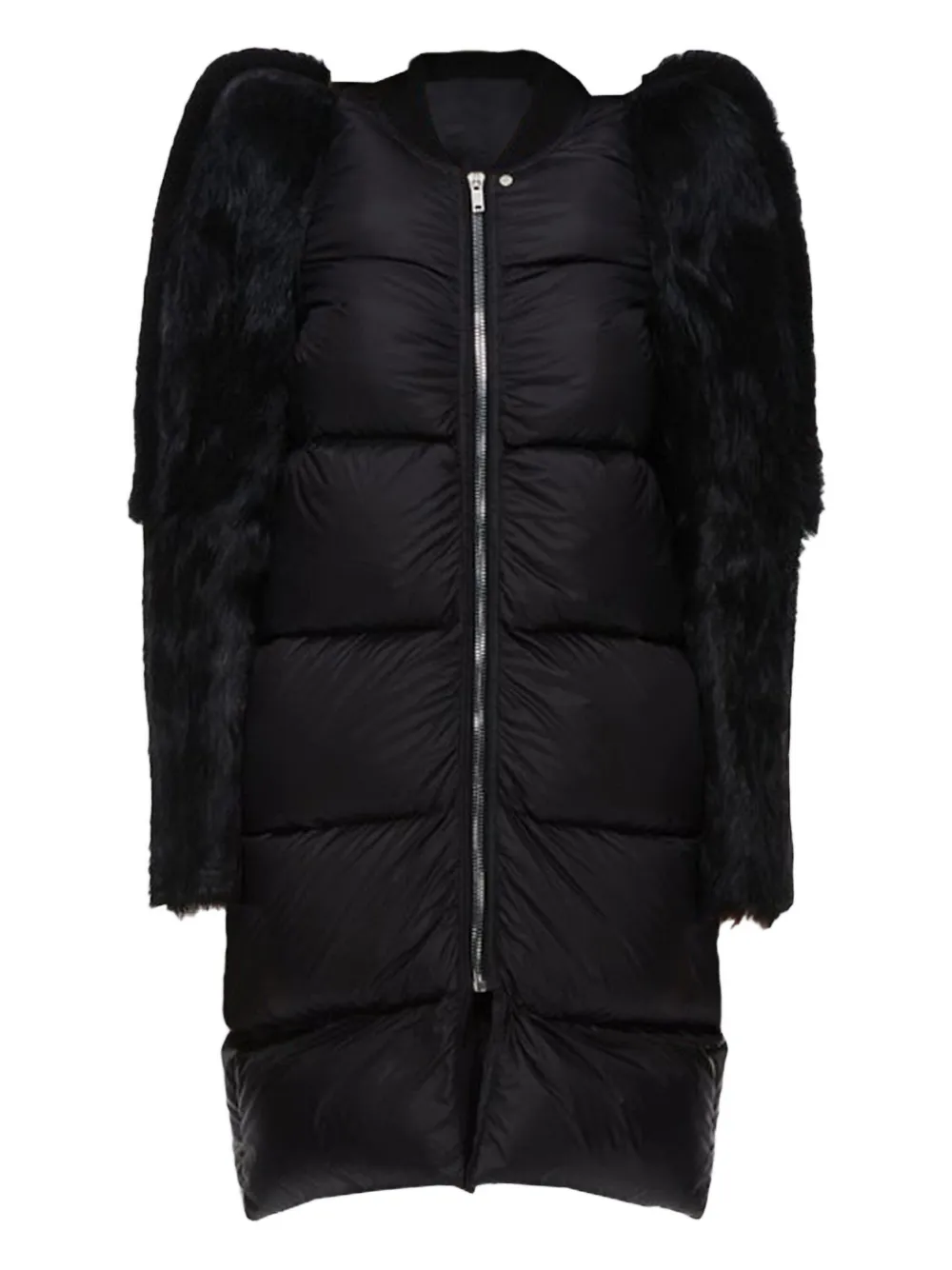 Rick Owens fur-trimmed quilted coat | Black | Image 1