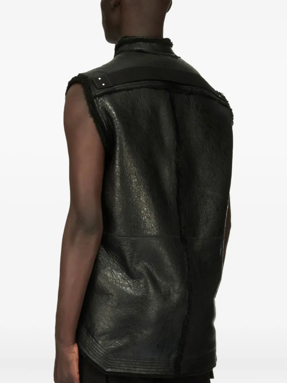 Rick Owens Leren lammy bodywarmer Zwart