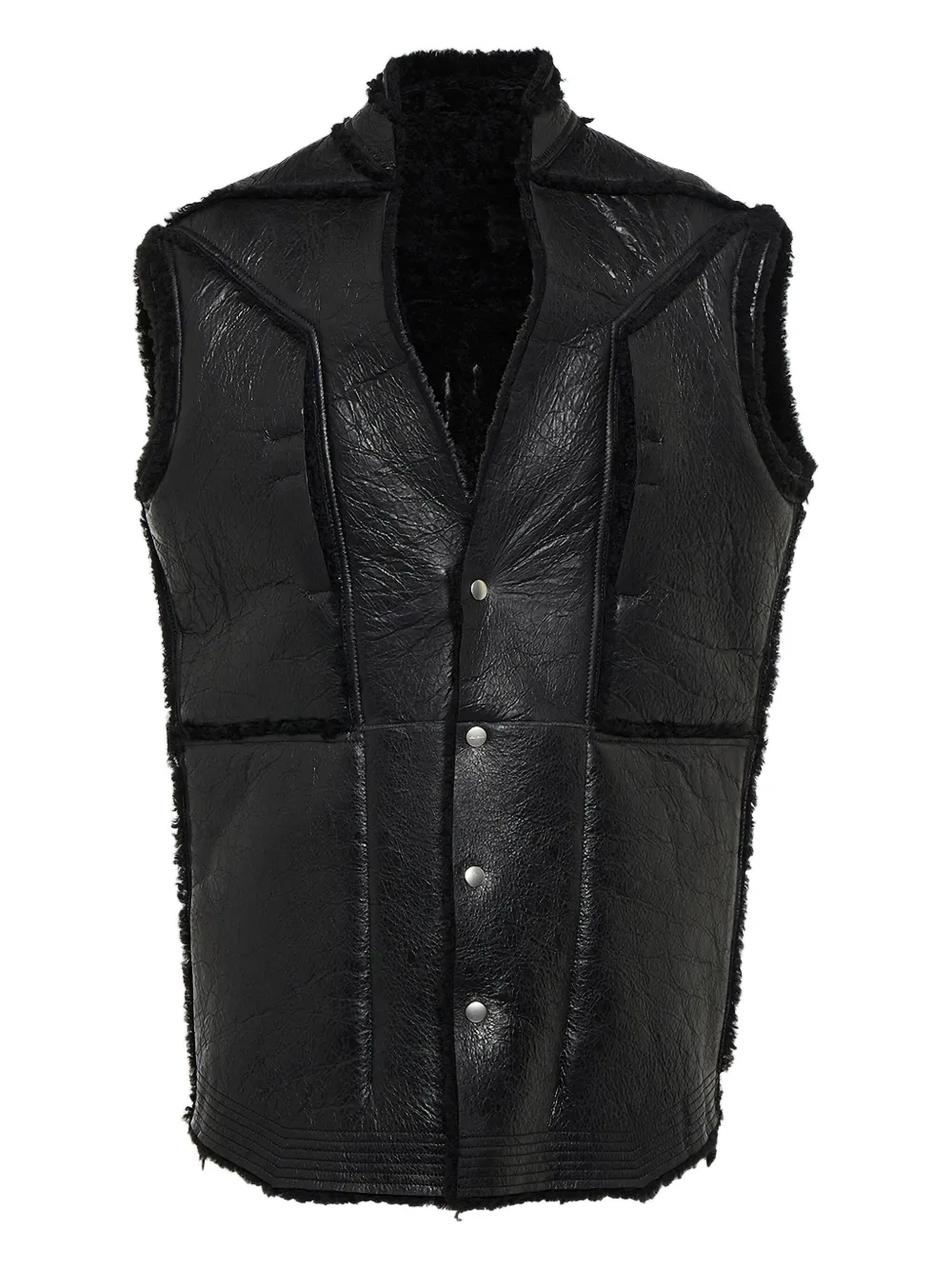 Rick Owens leather shearling gilet | Black | Image 1