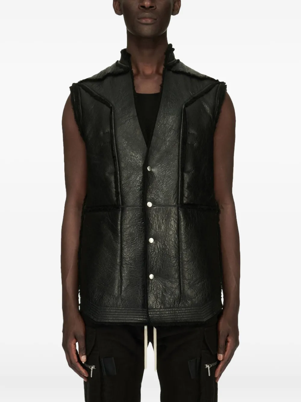 Rick Owens leather shearling gilet | Waistcoats & Gilets | Image 2