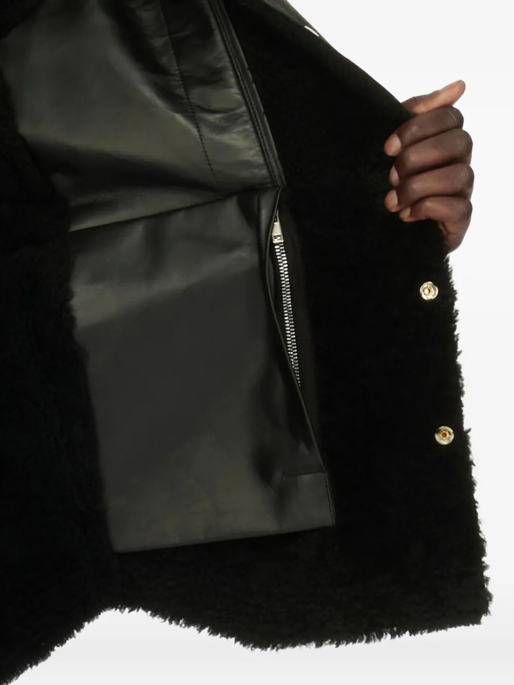 Rick Owens Leren lammy bodywarmer Zwart