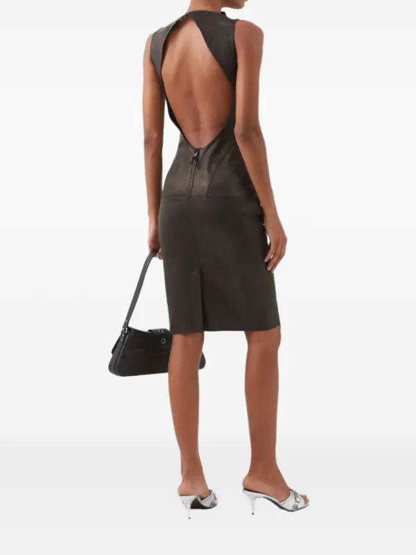 Rick Owens Open-back Leather Midi Dress - Black