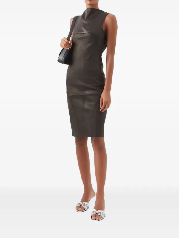 Rick Owens open-back Leather Midi Dress | Black | FARFETCH GE Rick Owens open-back Leather Midi Dress | Black | FARFETCH GE