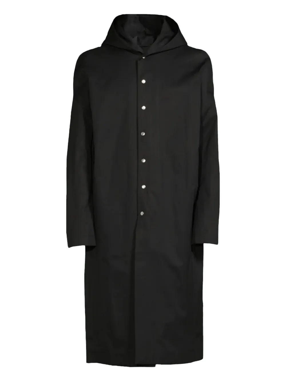 Rick Owens Single-breasted Hooded Coat In Black
